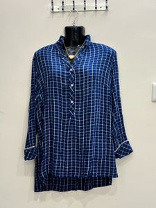 Zara Navy blue Cotton Silk Dress