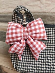 Puffy bow keyring Gingham red ♥️