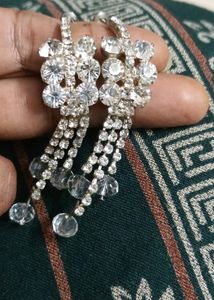 Silver diamond earring