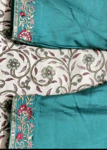 Elegant Teal Embroidered Kurtaset