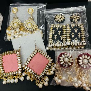 4 Pair Earrings Combo Fabric Hand Made Earring