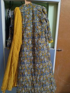 Yellow And Navy Blue Kurti