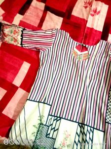 Striped &amp; Floral Print Kurti