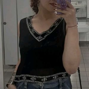 SEXY&#39; BLACK Embellished TOP