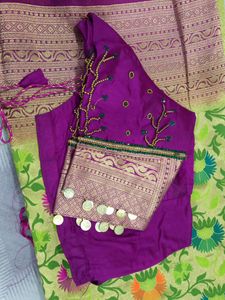 bnBrocade Saree Along With Ready-made Blouse