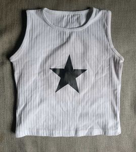 White Star Ribbed Tank Top