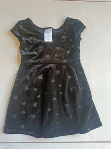 Adorable Girls&#39; Heart Print Velvet Dress