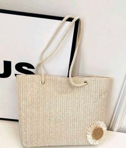 Woven Tote Bag with Sunflower