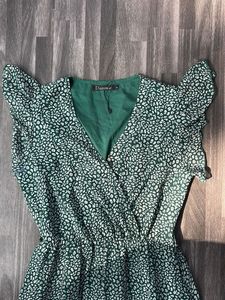 Green Floral Print Midi Dress