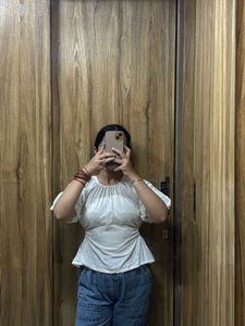 White Puff Sleeve Top