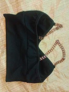Black Chain Strap Crop Top