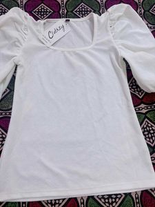 Chic White Puff Sleeve Top