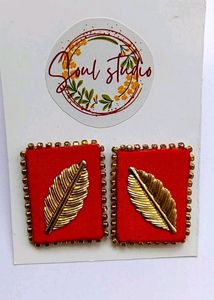 Red & Gold Leaf Statement Earrings