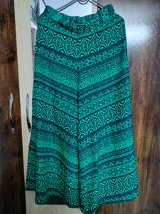 Boho Green Patterned Palazzo Pants