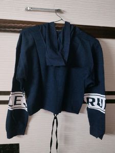 Blue Hoodie Crop Top