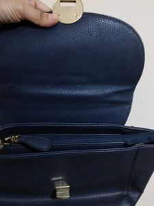 Navy Blue Turn-Lock Handbag