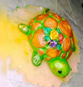 Resin Turtle Figurine Handmade Clay Art