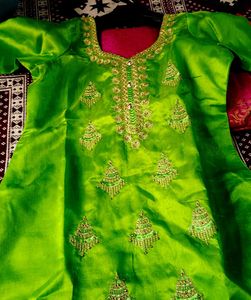 Golden embroidery Work Kurta Salwaar With Duptta