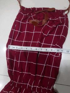 Burgundy Plaid Jumpsuit