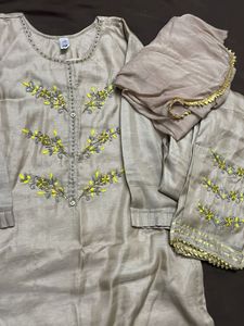 Elegant Chikoo Kurta Set With Fully Lining Attach