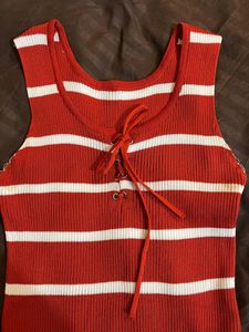 red&amp; white striped bodycon dress