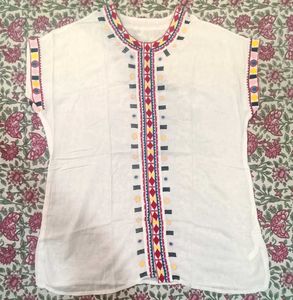 White Top With Embroidery