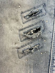 Girl&#39;s Embellished Denim Bottom Wear