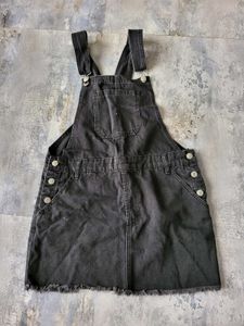 Black Denim Pinafore Dress