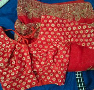 Price Dropped 📢 Red Embroidery Design Saree