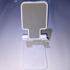 Adjustable and Foldable Desktop Phone Holder Stand -  for Phone Compatible with All Mobile Phone/Tablets Upto 4-11" for Desk, Table, Home & Online Classes (White) Metal Holder (Pack Of 1)