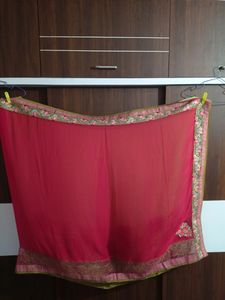 Red With Green Combination Saree