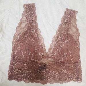 Wattiertes Bralette aus Spitze - Puderrosa - DAMEN