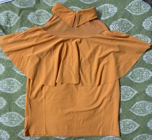 Mustard Ruffle Sleeve Top