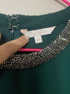 Emerald Green Beaded Neckline Dress