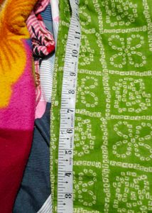 Parrot Green Dress&amp; Black And Pink Dots Top