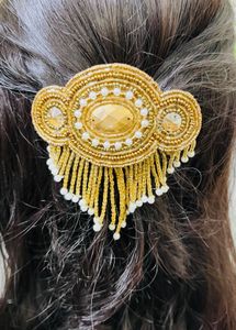 Brown Beaded hair Clip