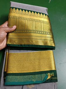 Elegant Grey &amp; Gold Saree