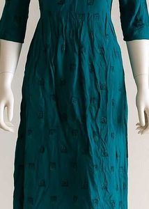Teal Midi Dress with Subtle Graphic Print