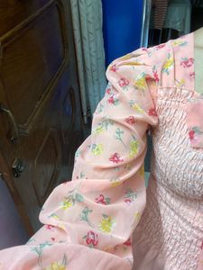 Korean Cute Floral Puff Sleeve Top