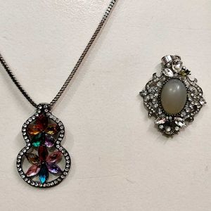 Gray Stone Pendant Necklace