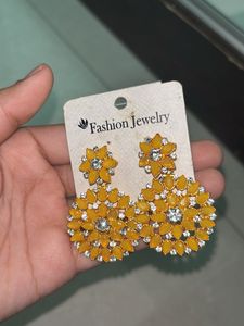 Yellow Floral Statement Earrings