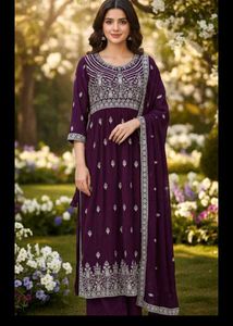 Elegant Purple Kurta nayra Set