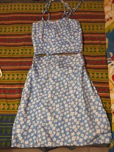Floral Blue Co Ord Set Skirt And Top