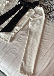Elegant White Ribbon Long Sleeve Top