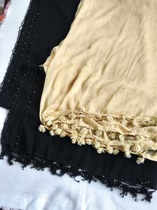 2- Elegant Dupatta Set - Beige &amp; Black 🧣