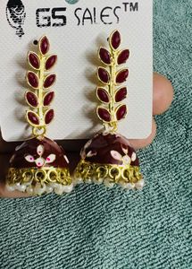 Elegant Maroon Jhumka Earrings