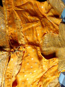 Yellow Saree With Golden Print