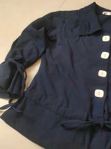 Cute Navy Button-Down Top