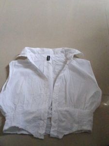 White Crop Top Shirt