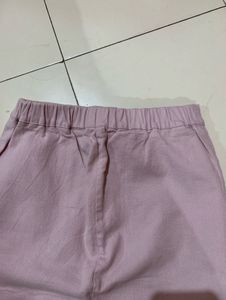 Front Cut Pink Denim Skirt